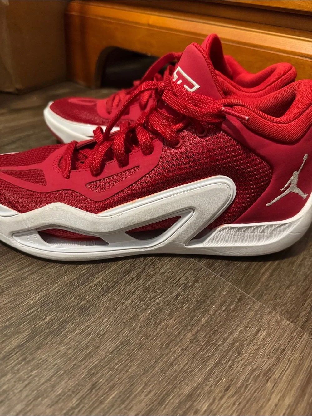 Jordan Men's Red Athletic Sneakers with White Outsole